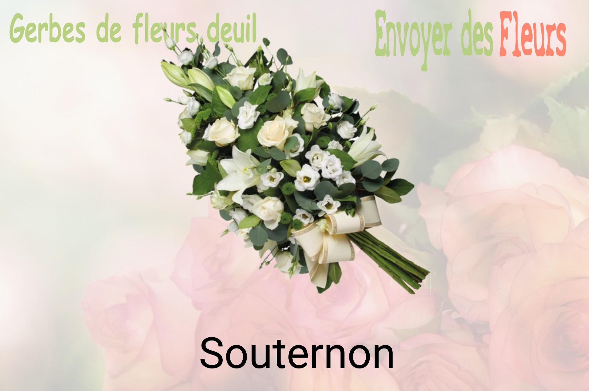 Gerbe de fleurs de deuil livrée à Souternon